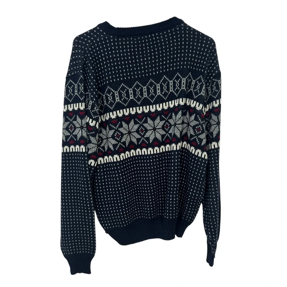 Steep Lones Navy Nordic Sweater L Wintercore Fair Isle Cozy Cabincore Retro‎
